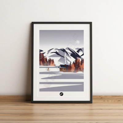 Orange and white autumn wall poster for decoration. Orange and white autumn wall poster for decoration.