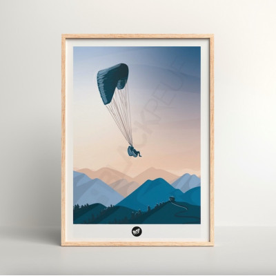 Affiche murale d’un parapente dans les airs près des montagnes pour la décoration Affiche murale d’un parapente dans les airs près des montagnes pour la décoration