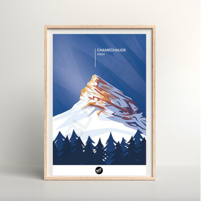 Affiche murale chamechaude mont altitude montagne bleu et violet pour la décoration. Affiche murale chamechaude mont altitude montagne bleu et violet pour la décoration.