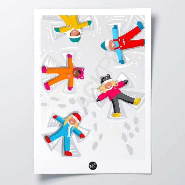 Divertente poster da parete con neve creato da Powder Angels per decorare.