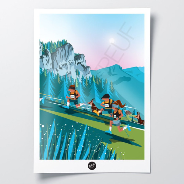 EMORC trail wall poster in blue and green for decoration