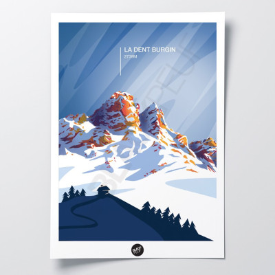 Affiche murale la dent burgin mont altitude montagne bleu et violet pour la décoration. Affiche murale la dent burgin mont altitude montagne bleu et violet pour la décoration.