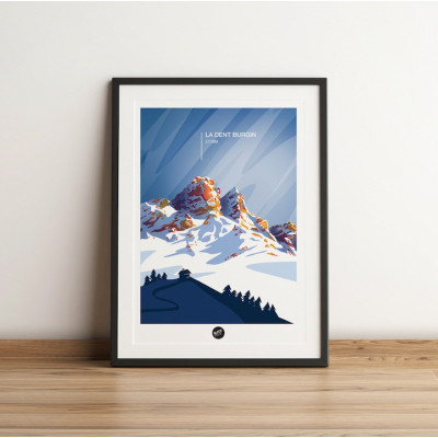 Affiche murale la dent burgin mont altitude montagne bleu et violet pour la décoration. Affiche murale la dent burgin mont altitude montagne bleu et violet pour la décoration.