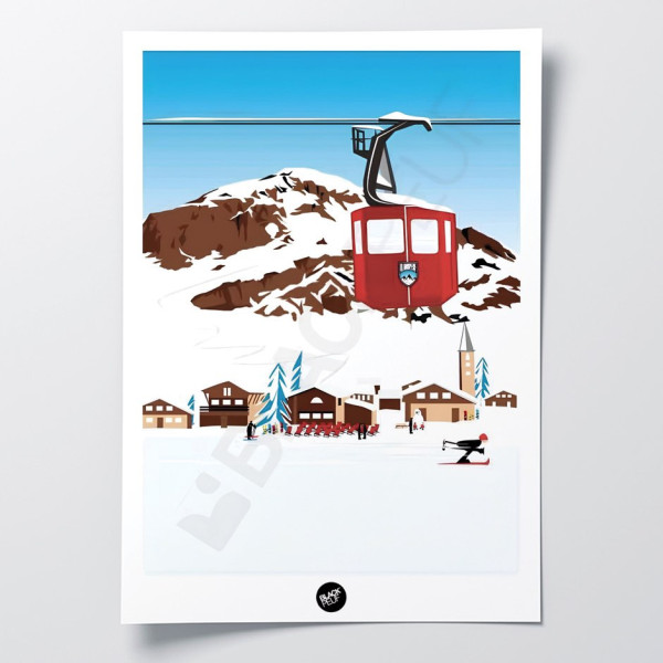 Decorative wall poster with the center of the station in red, blue and white.