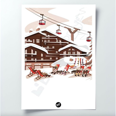Decorative wall poster depicting the center of the station in brown and beige. Decorative wall poster depicting the center of the station in brown and beige.