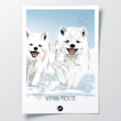 Poster murale di piccoli lupi che corrono nella neve artica per decorazione Poster murale di piccoli lupi che corrono nella neve artica per decorazione