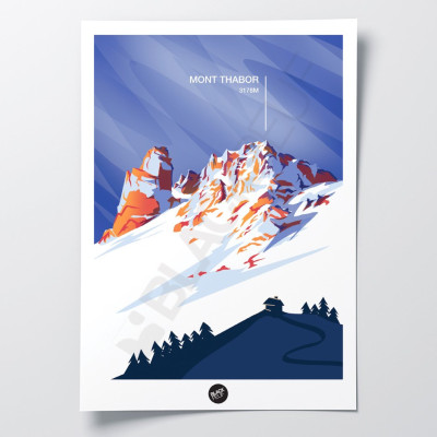 Affiche murale mont thabor mont altitude montagne bleu et violet pour la décoration. Affiche murale mont thabor mont altitude montagne bleu et violet pour la décoration.