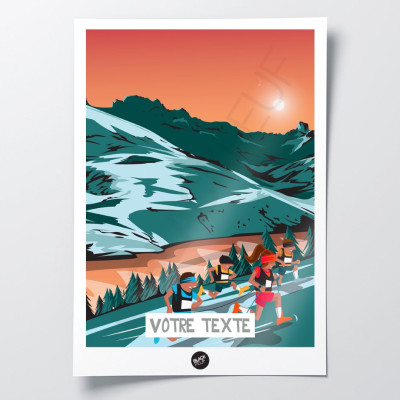 Blue and orange trail race wall poster for decoration Blue and orange trail race wall poster for decoration