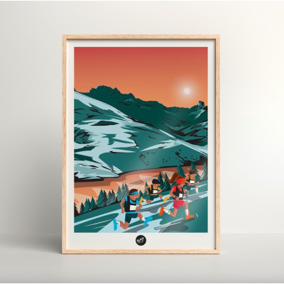Blue and orange trail race wall poster for decoration Blue and orange trail race wall poster for decoration