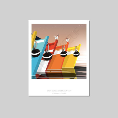 POSTKARTE BOAT SUNSET