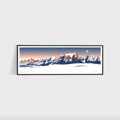 Affiche murale la chaîne du mont blanc des montagnes violet et rose et blanche pour la décoration. Affiche murale la chaîne du mont blanc des montagnes violet et rose et blanche pour la décoration.