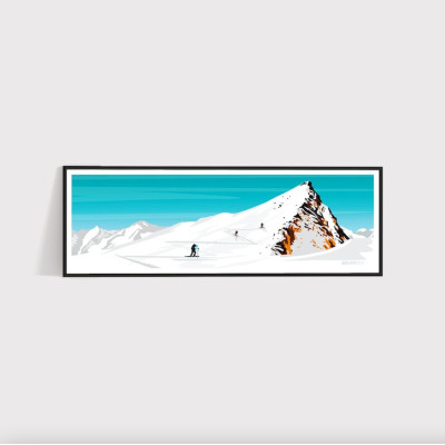 Poster murale blu e bianco per l'escursionismo in alta montagna per la decorazione Poster murale blu e bianco per l'escursionismo in alta montagna per la decorazione