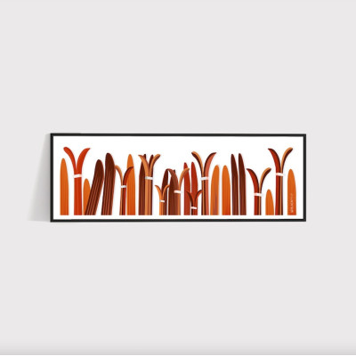 Ski wall hanging in wood colours for interior decoration Ski wall hanging in wood colours for interior decoration