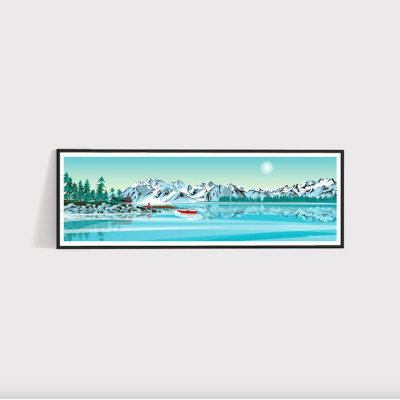 Wall poster back to the sources breath on the lake between the blue and green mountains for decoration. Wall poster back to the sources breath on the lake between the blue and green mountains for decoration.