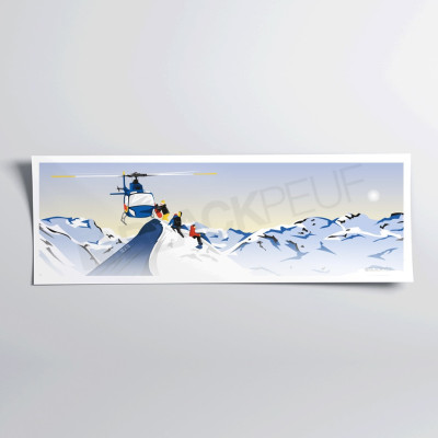 Poster murale di elicottero di montagna blu e bianco per decorazione Poster murale di elicottero di montagna blu e bianco per decorazione