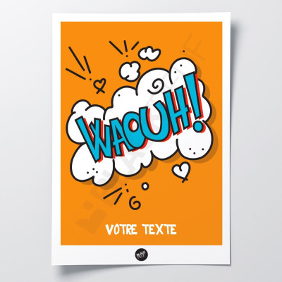 Wow orange and blue onomatopoeic wall poster in a ski resort humor for decoration. Wow orange and blue onomatopoeic wall poster in a ski resort humor for decoration.