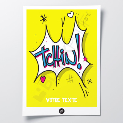 Yellow and blue humorous onomatopoeic wall poster depicting a ski resort, for decorative purposes. Yellow and blue humorous onomatopoeic wall poster depicting a ski resort, for decorative purposes.