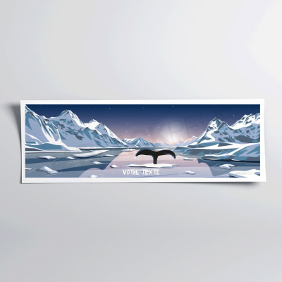 Affiche murale d'une baleine en antarctique aux couleurs bleu et blanc pour décoration Affiche murale d'une baleine en antarctique aux couleurs bleu et blanc pour décoration