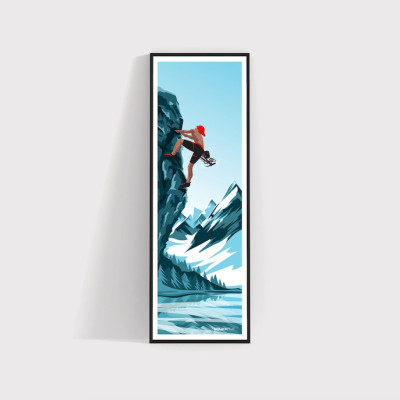 Affiche murale la grimpe en escalade sur une montagne en été bleu pour la décoration. Affiche murale la grimpe en escalade sur une montagne en été bleu pour la décoration.