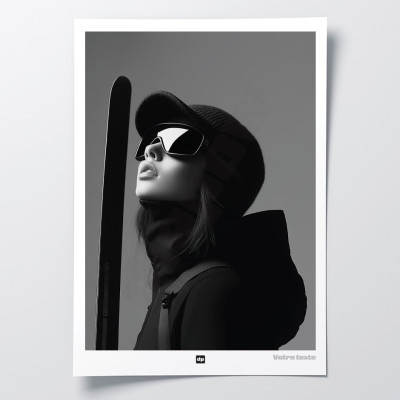 Black and white poster, minimalist photography, design wall decoration of a skier for modern interiors - Diapow Black and white poster, minimalist photography, design wall decoration of a skier for modern interiors - Diapow
