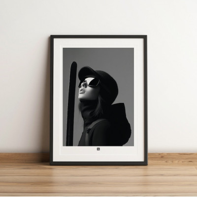 Black and white poster, minimalist photography, design wall decoration of a skier for modern interiors - Diapow Black and white poster, minimalist photography, design wall decoration of a skier for modern interiors - Diapow