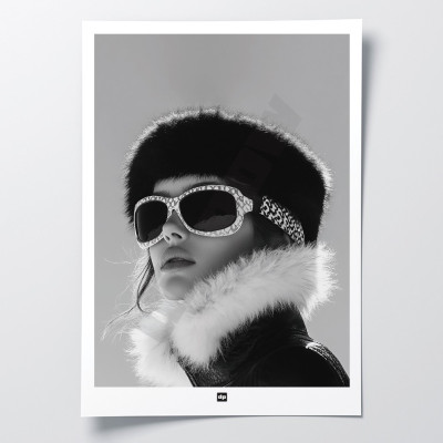 Black and white poster, minimalist photography, design wall decoration of a chic skier for modern interiors - Diapow Black and white poster, minimalist photography, design wall decoration of a chic skier for modern interiors - Diapow