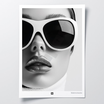Affiche noir et blanc, photographie minimaliste, décoration murale design représentant le visage d’une femme. Affiche noir et blanc, photographie minimaliste, décoration murale design représentant le visage d’une femme.