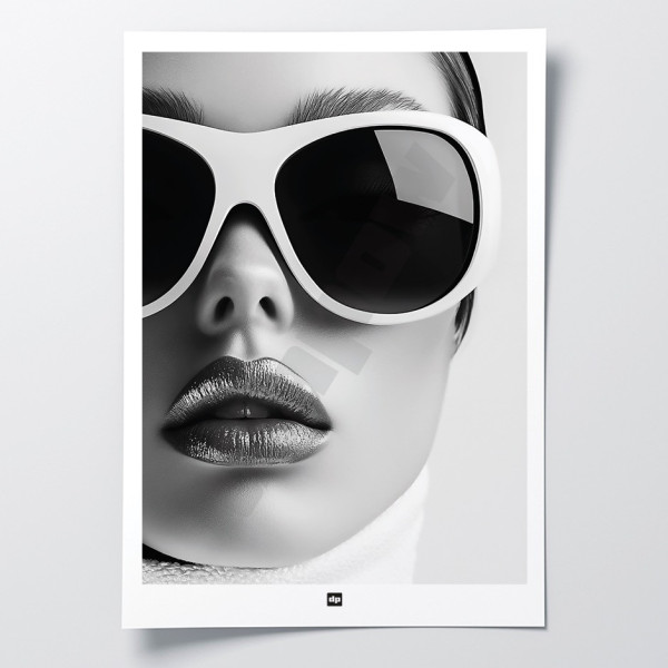 Schwarz-Weiß-Poster, minimalistische Fotografie, Design-Wanddekoration, die das Gesicht einer Frau darstellt.