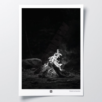 Black and white poster, photograph of a wood fire for a modern design wall decoration. Black and white poster, photograph of a wood fire for a modern design wall decoration.