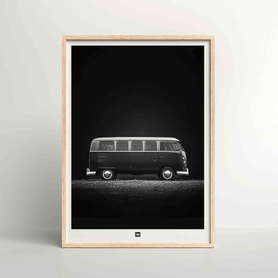 Black and white photo of a van for a road trip. Design wall poster for modern interior decoration. Black and white photo of a van for a road trip. Design wall poster for modern interior decoration.