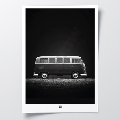Black and white photo of a van for a road trip. Design wall poster for modern interior decoration. Black and white photo of a van for a road trip. Design wall poster for modern interior decoration.