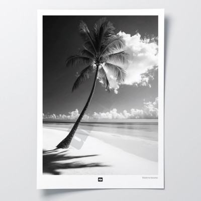 Foto in bianco e nero di una spiaggia paradisiaca. Applique di design rilassante per interni moderni. Foto in bianco e nero di una spiaggia paradisiaca. Applique di design rilassante per interni moderni.