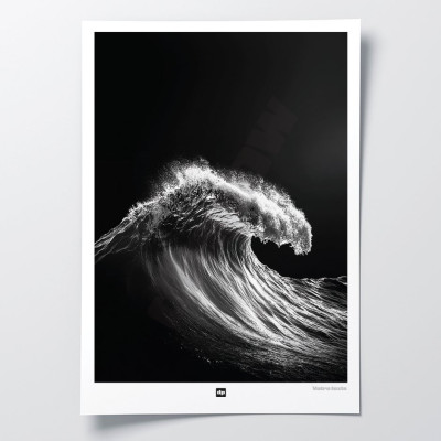 Foto in bianco e nero di un'onda mozzafiato. Applique di design per un arredamento moderno. Foto in bianco e nero di un'onda mozzafiato. Applique di design per un arredamento moderno.