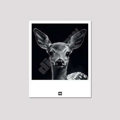 Carte postale noir et blanc de Bambi, photo souvenir de montagne design et moderne. Carte postale noir et blanc de Bambi, photo souvenir de montagne design et moderne.