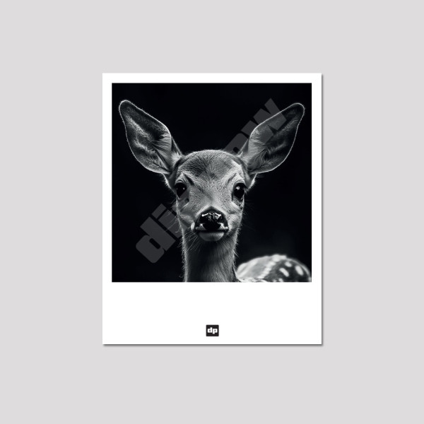 Carte postale noir et blanc de Bambi, photo souvenir de montagne design et moderne.