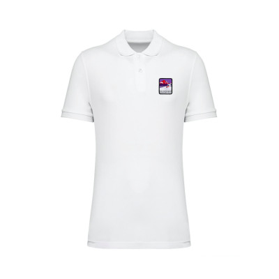 Polo blanc Blackpeuf coton bio – polo haut de gamme avec motif décoratif montagne Polo blanc Blackpeuf coton bio – polo haut de gamme avec motif décoratif montagne