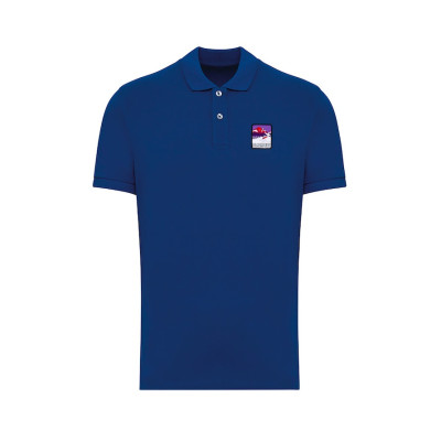 Blue Blackpeuf polo in organic cotton – mountain fashion with iconic illustrated patch