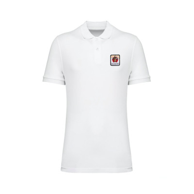 White Blackpeuf polo organic cotton – premium polo with decorative mountain motif