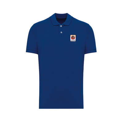 Polo bleu Blackpeuf en coton biologique – mode montagne avec patch iconique illustré Polo bleu Blackpeuf en coton biologique – mode montagne avec patch iconique illustré