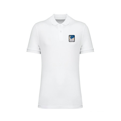 White Blackpeuf polo organic cotton – premium polo with decorative mountain motif