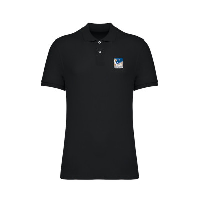 Black Blackpeuf polo 100% organic cotton – chic style with illustrated mountain design
