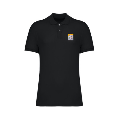 Black Blackpeuf polo 100% organic cotton – chic style with illustrated mountain design