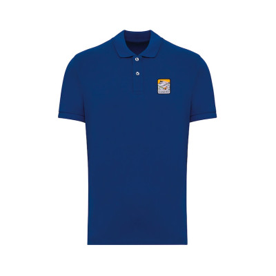 Blue Blackpeuf polo in organic cotton – mountain fashion with iconic illustrated patch