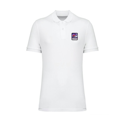 White Blackpeuf polo organic cotton – premium polo with decorative mountain motif