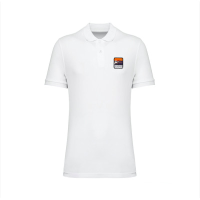 White Blackpeuf polo organic cotton – premium polo with decorative mountain motif