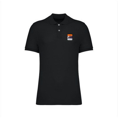 Black Blackpeuf polo 100% organic cotton – chic style with illustrated mountain design