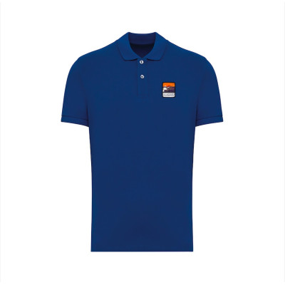 Blue Blackpeuf polo in organic cotton – mountain fashion with iconic illustrated patch