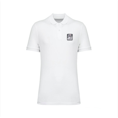 White Blackpeuf polo organic cotton – premium polo with decorative mountain motif