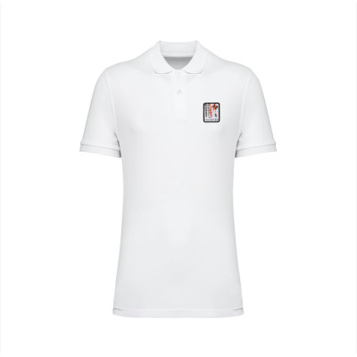 White Blackpeuf polo organic cotton – premium polo with decorative mountain motif