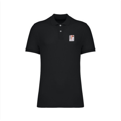Black Blackpeuf polo 100% organic cotton – chic style with illustrated mountain design